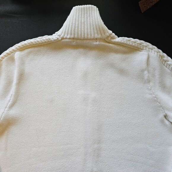 Polo Women's Full Zip Sweater, White, M-L, 2 Pockets - Picture 4 of 4